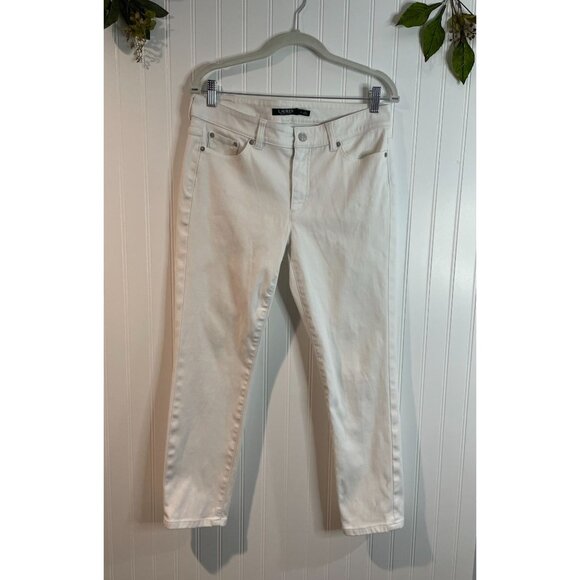 Lauren Ralph Lauren Womens White Premier Straight Cropped Jeans Size 8 - Picture 1 of 14